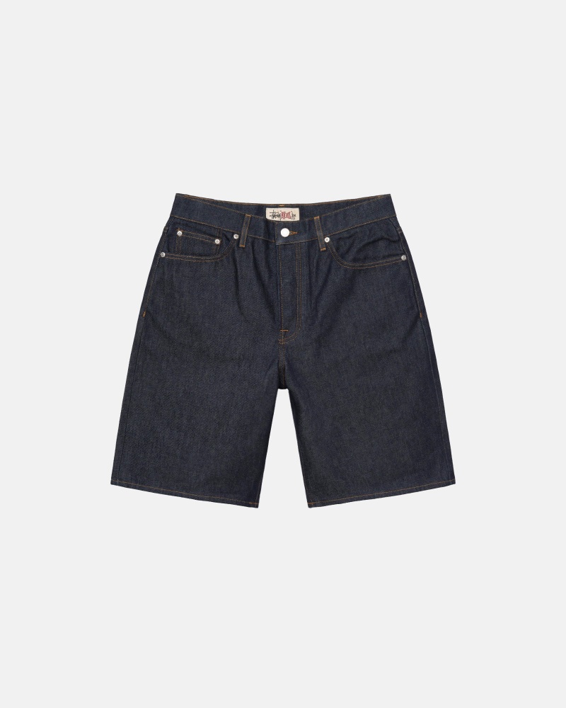 Stussy Raw Denim Big Ol\' Kurze Hose Navy | 69013-LNCA