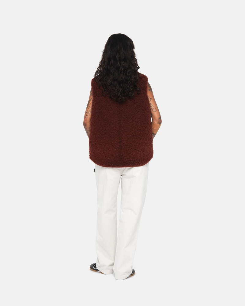 Stussy Reversible Shearling Workgear Weste Bordeaux | 59627-PHMO