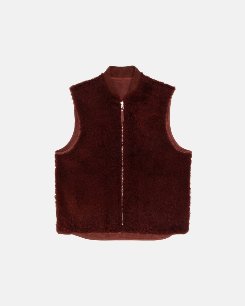 Stussy Reversible Shearling Workgear Weste Bordeaux | 59627-PHMO