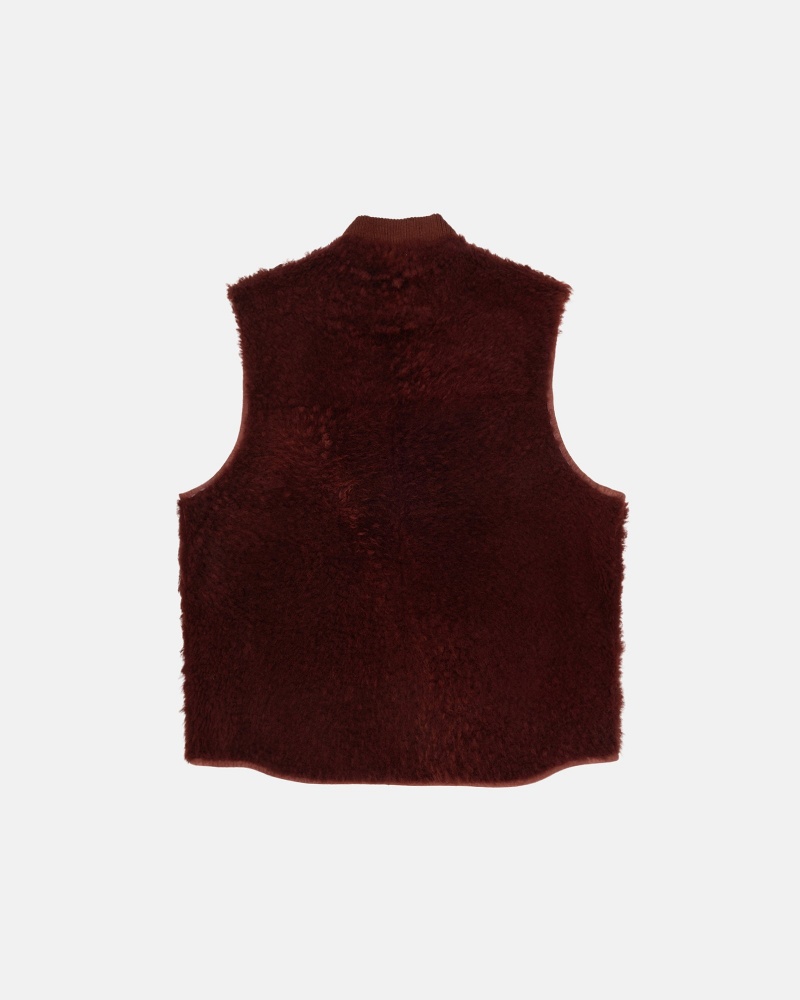 Stussy Reversible Shearling Workgear Weste Bordeaux | 59627-PHMO