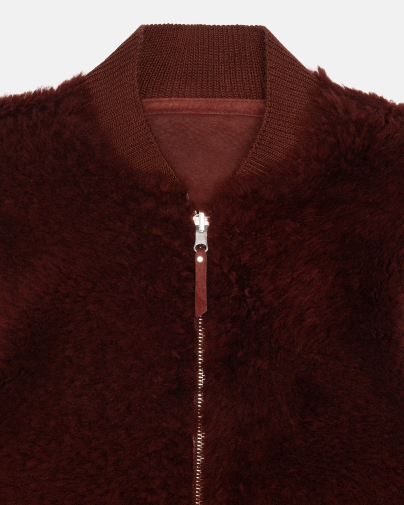 Stussy Reversible Shearling Workgear Weste Bordeaux | 59627-PHMO