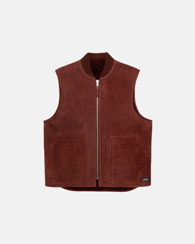 Stussy Reversible Shearling Workgear Weste Bordeaux | 59627-PHMO