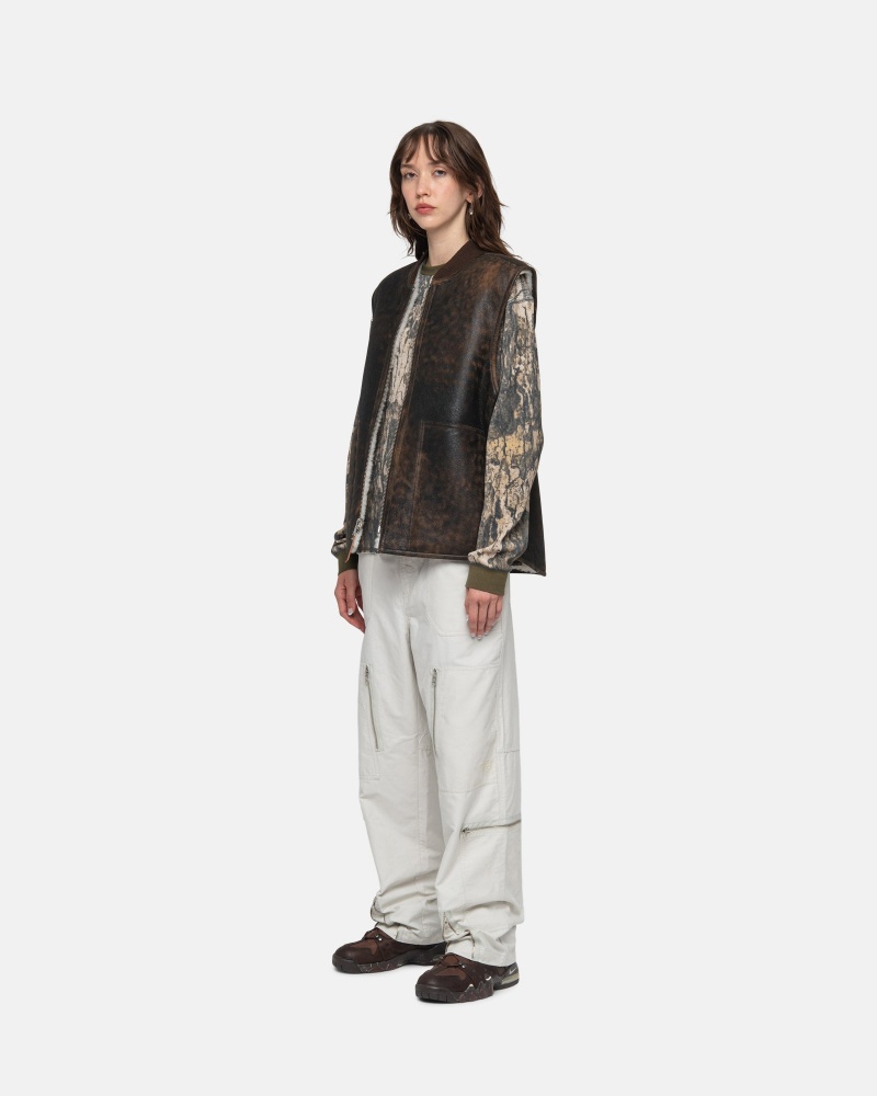 Stussy Reversible Shearling Workgear Weste Braun | 38509-HTXE