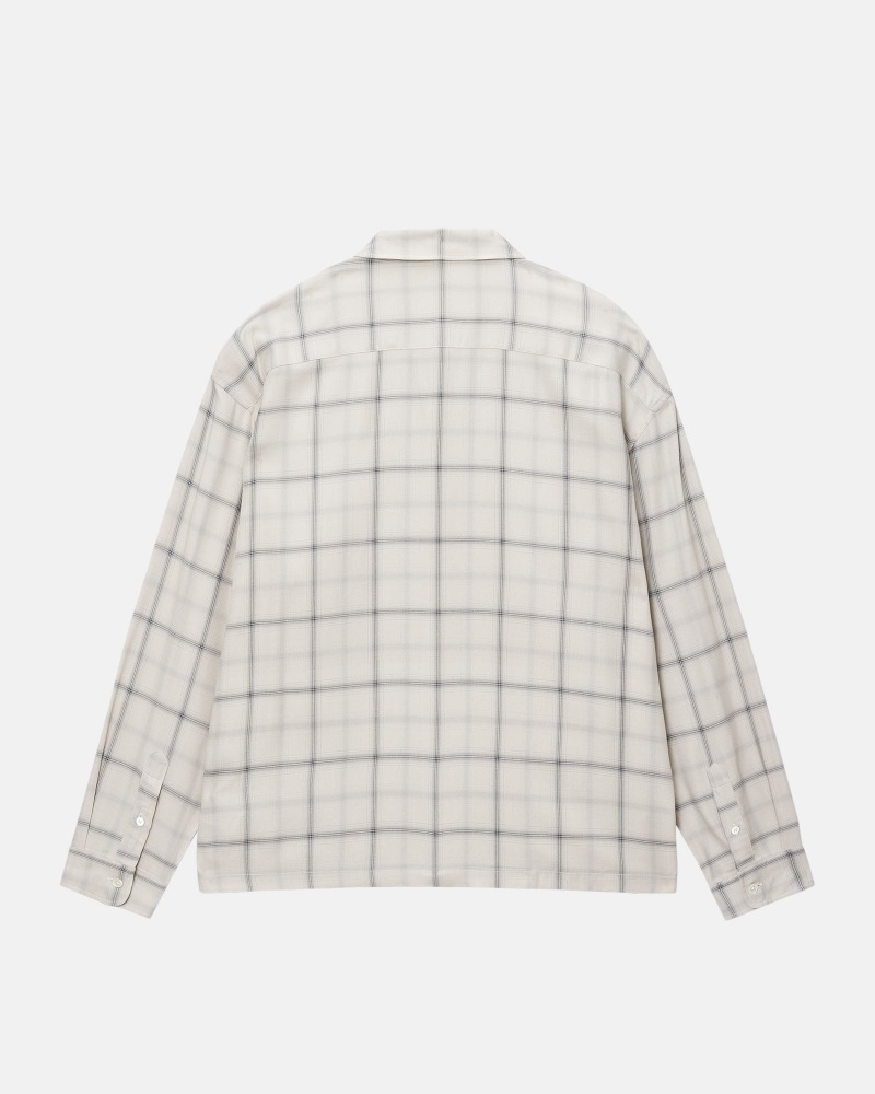 Stussy Shadow Plaid Rayon Shirts     Beige | 51934-IANQ