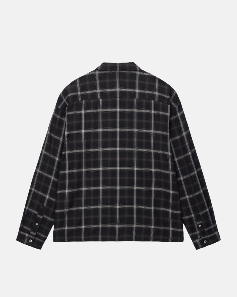 Stussy Shadow Plaid Rayon Shirts     Schwarz | 23980-TILN