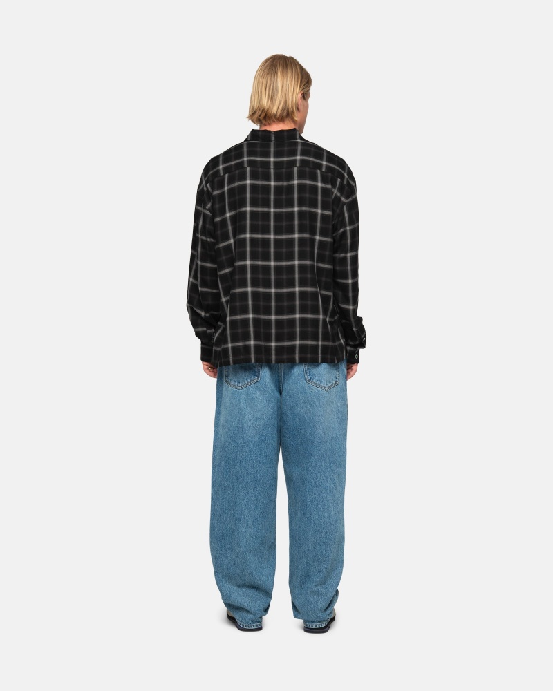 Stussy Shadow Plaid Rayon Shirts     Schwarz | 23980-TILN