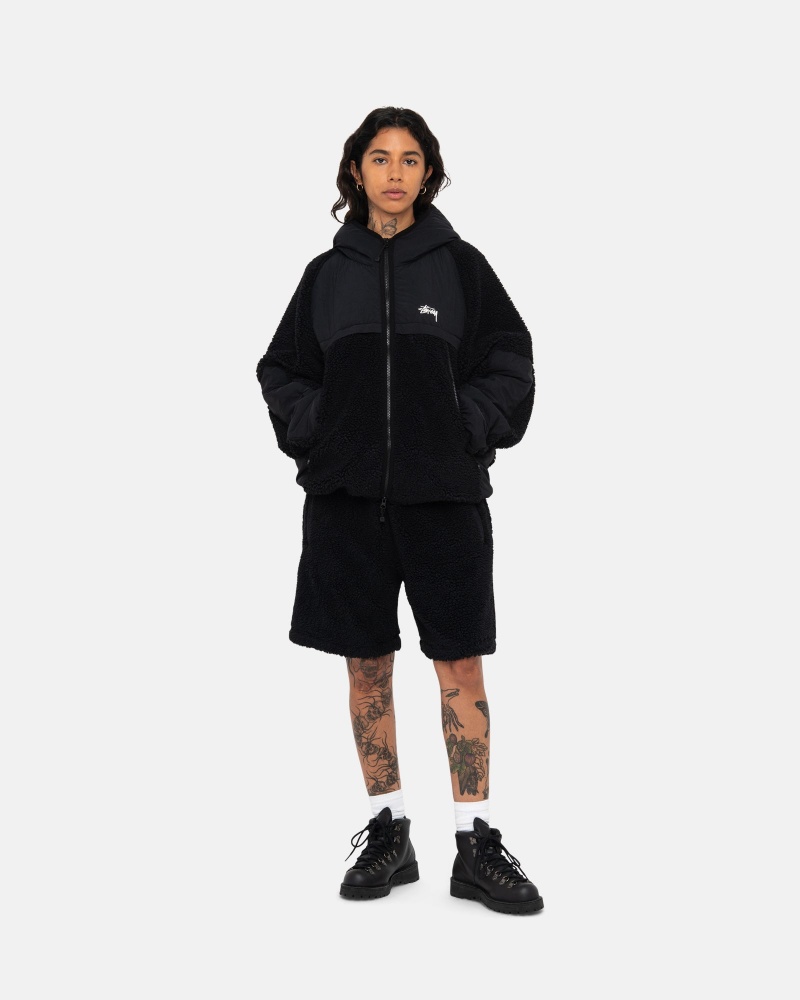 Stussy Sherpa Paneled Mit Kapuze Jacken Schwarz | 54731-XCZF