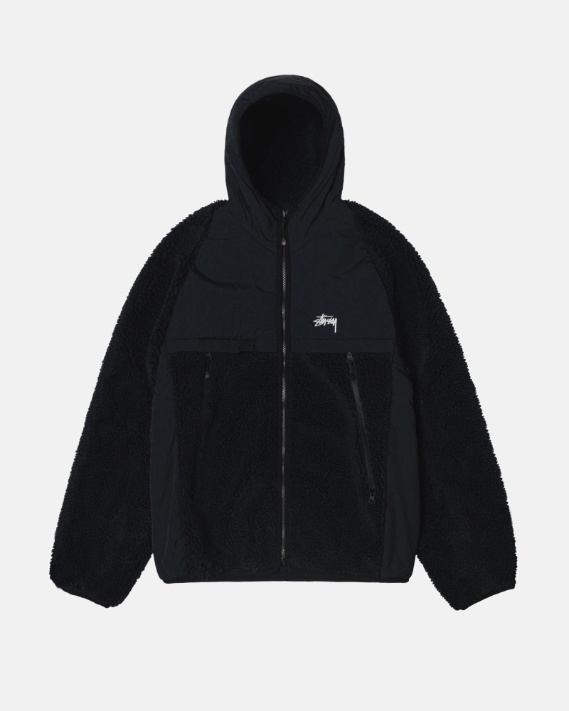 Stussy Sherpa Paneled Mit Kapuze Jacken Schwarz | 54731-XCZF