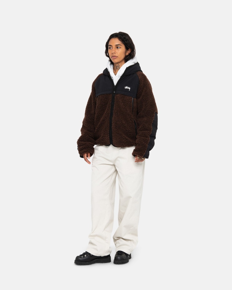 Stussy Sherpa Paneled Mit Kapuze Jacken Braun | 43716-DJSW