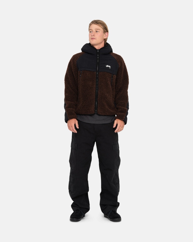 Stussy Sherpa Paneled Mit Kapuze Jacken Braun | 43716-DJSW