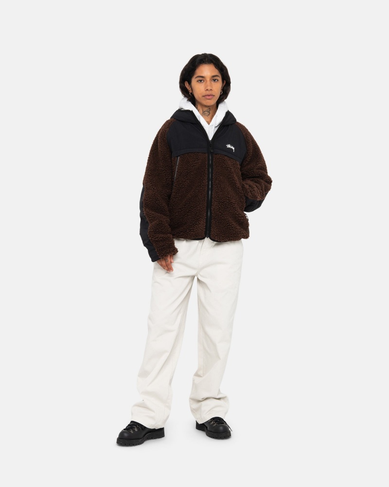 Stussy Sherpa Paneled Mit Kapuze Jacken Braun | 43716-DJSW