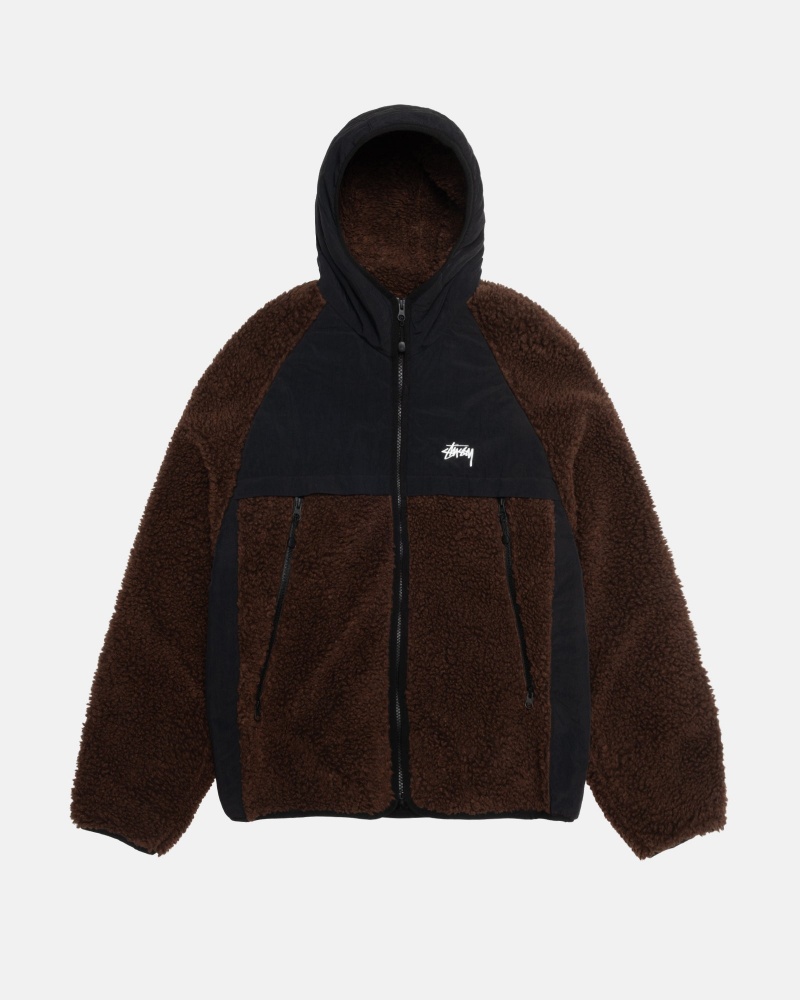 Stussy Sherpa Paneled Mit Kapuze Jacken Braun | 43716-DJSW