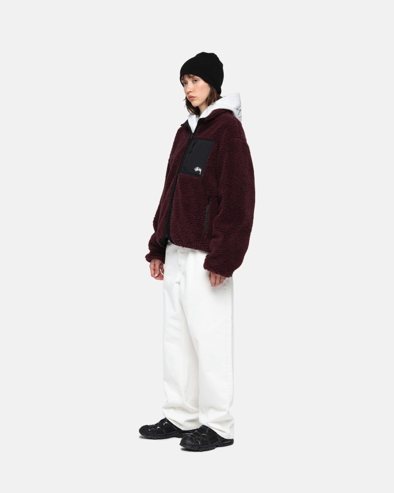 Stussy Sherpa Reversible Jacken Bordeaux | 52807-CWQX