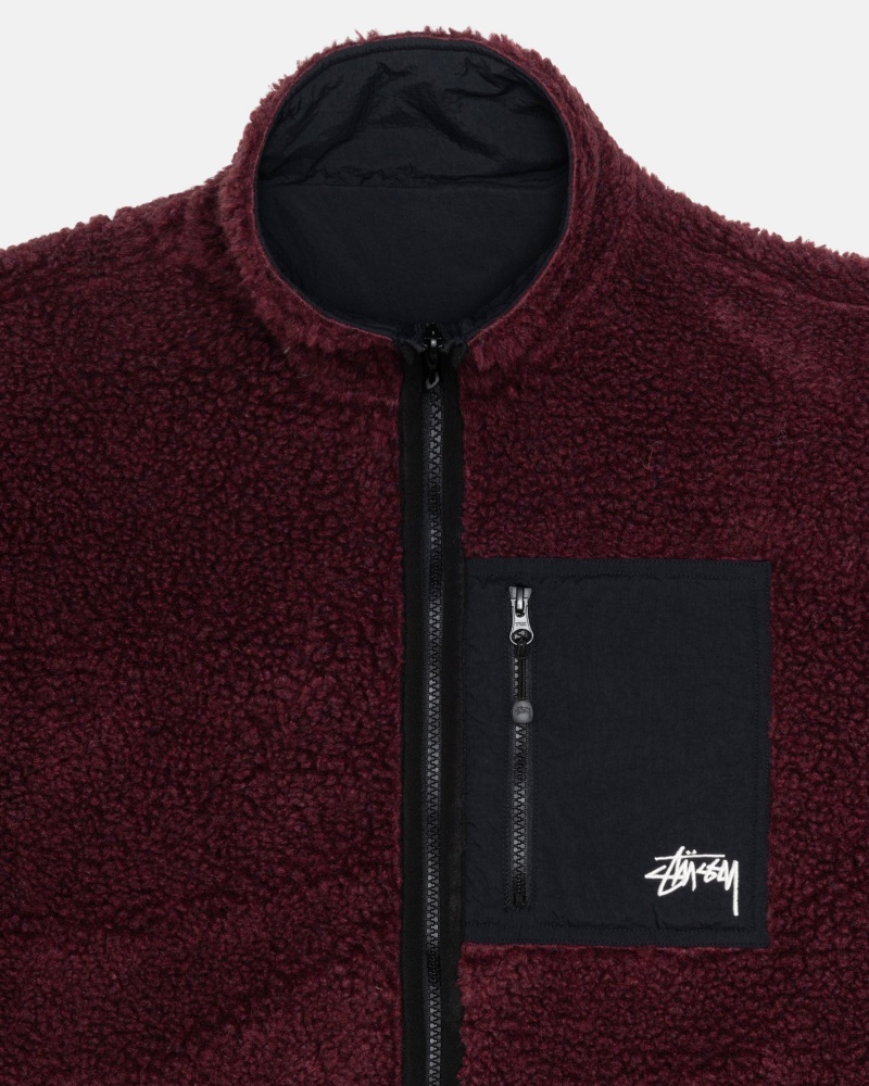 Stussy Sherpa Reversible Jacken Bordeaux | 52807-CWQX