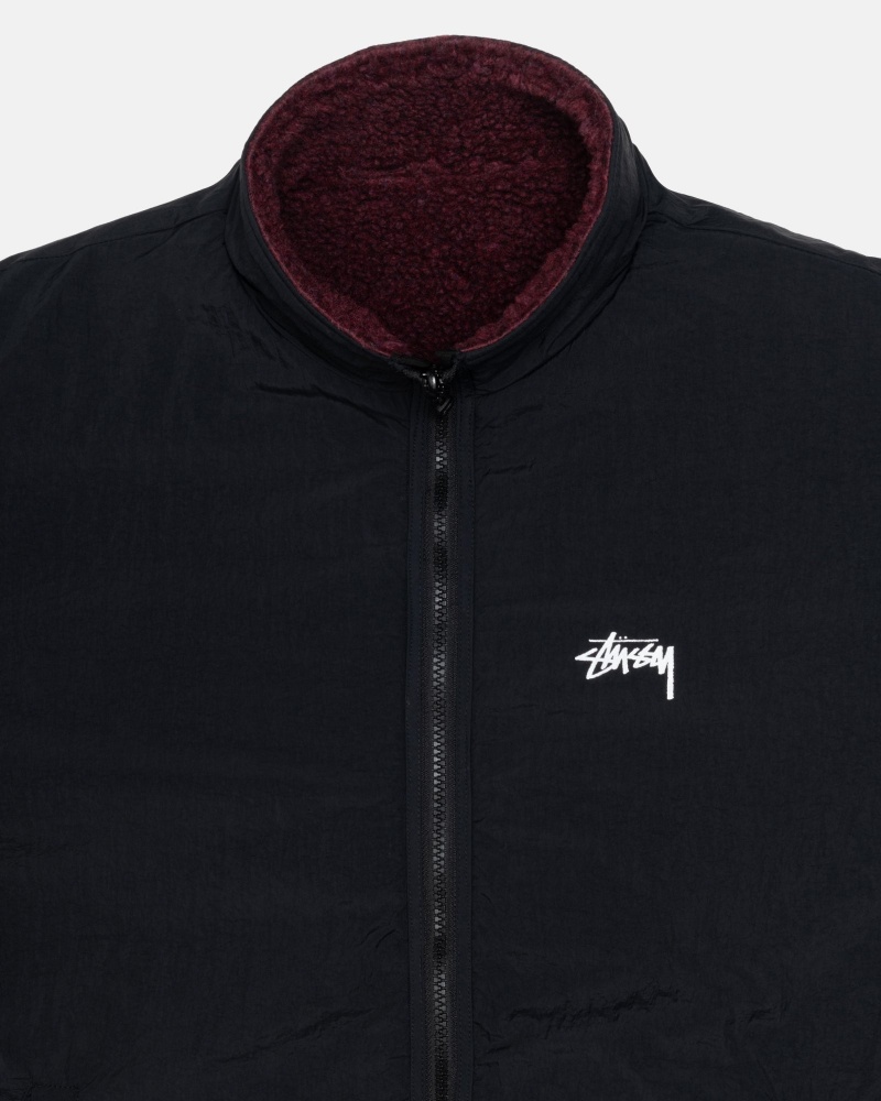 Stussy Sherpa Reversible Jacken Bordeaux | 52807-CWQX