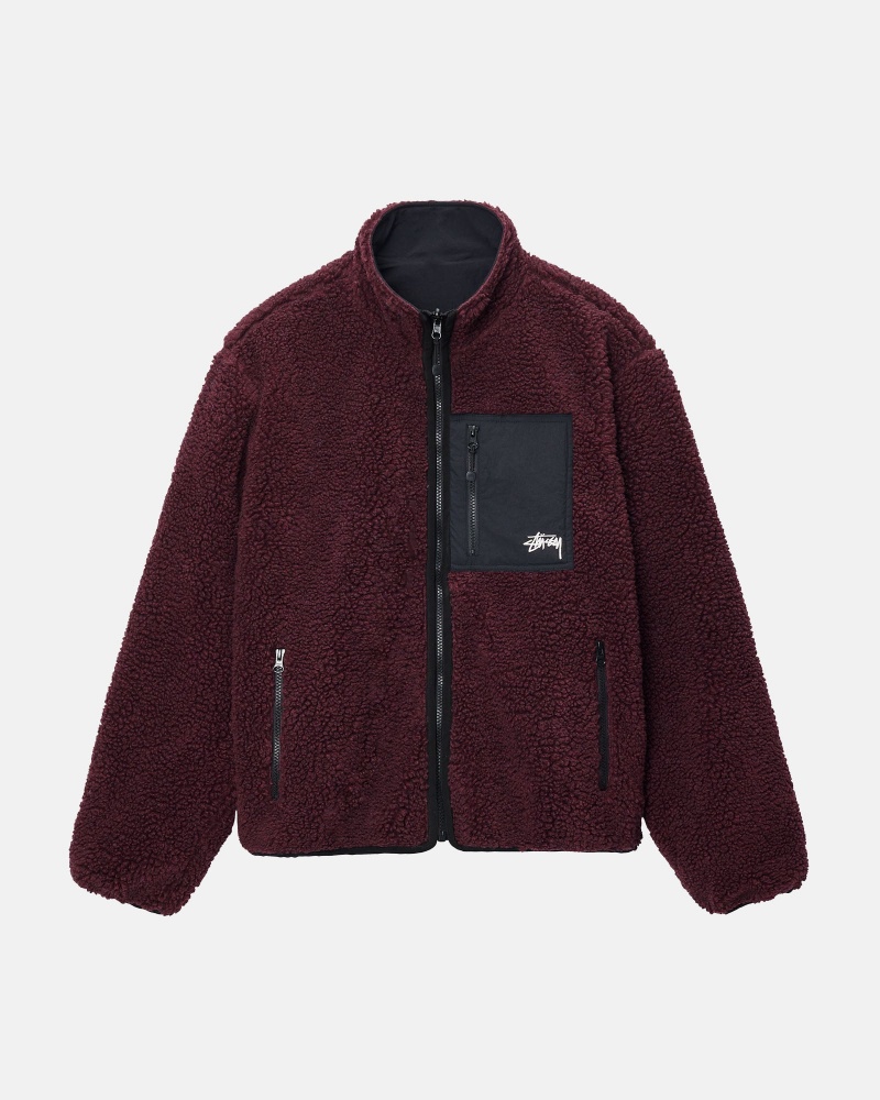 Stussy Sherpa Reversible Jacken Bordeaux | 52807-CWQX