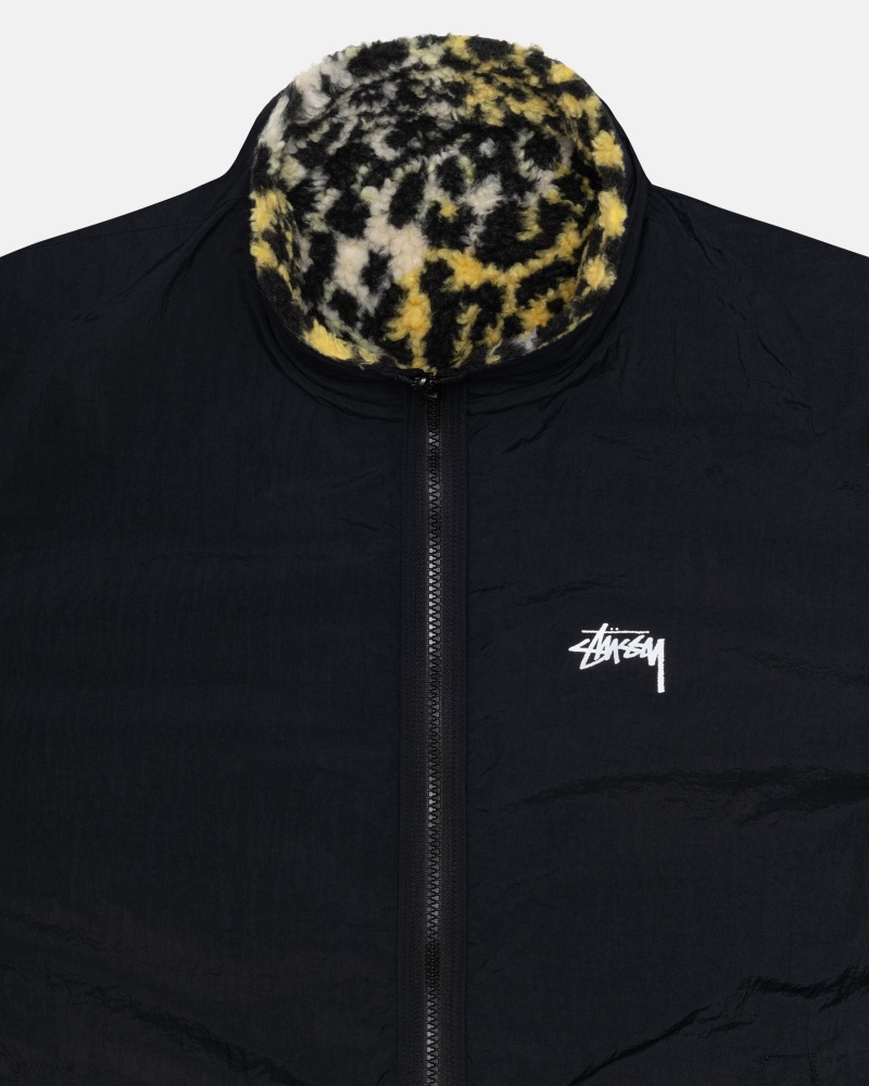 Stussy Sherpa Reversible Jacken Gelb Leopard | 81539-XADR