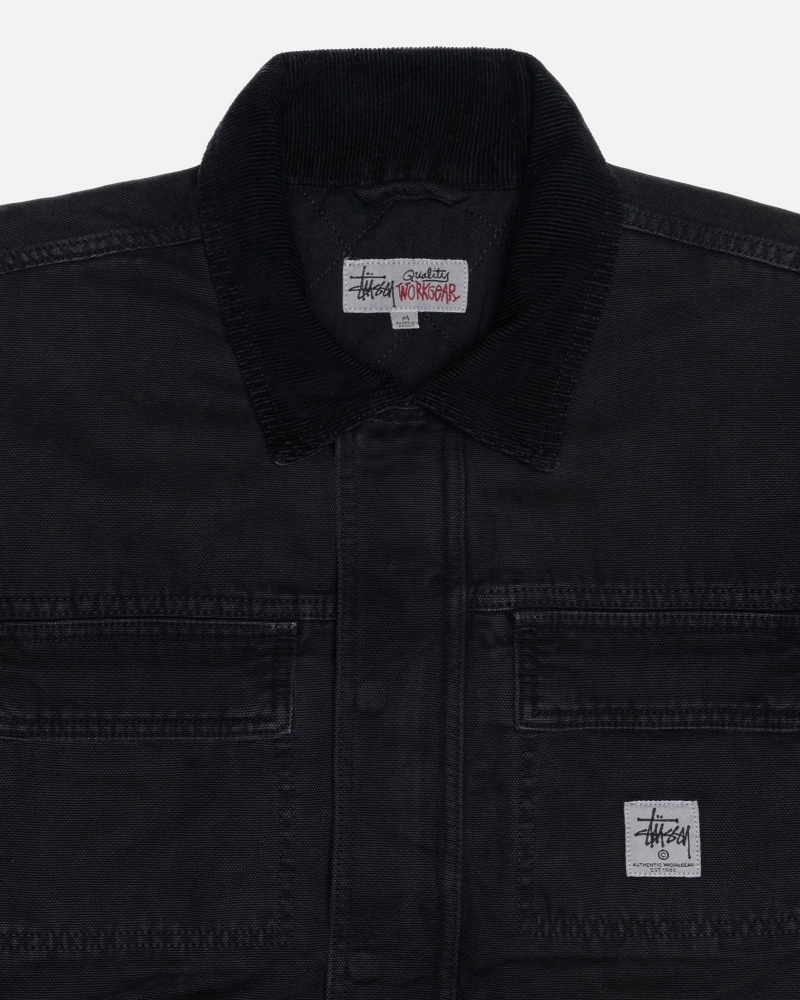 Stussy Shop Washed Canvas Jacken Schwarz | 31469-DVYU