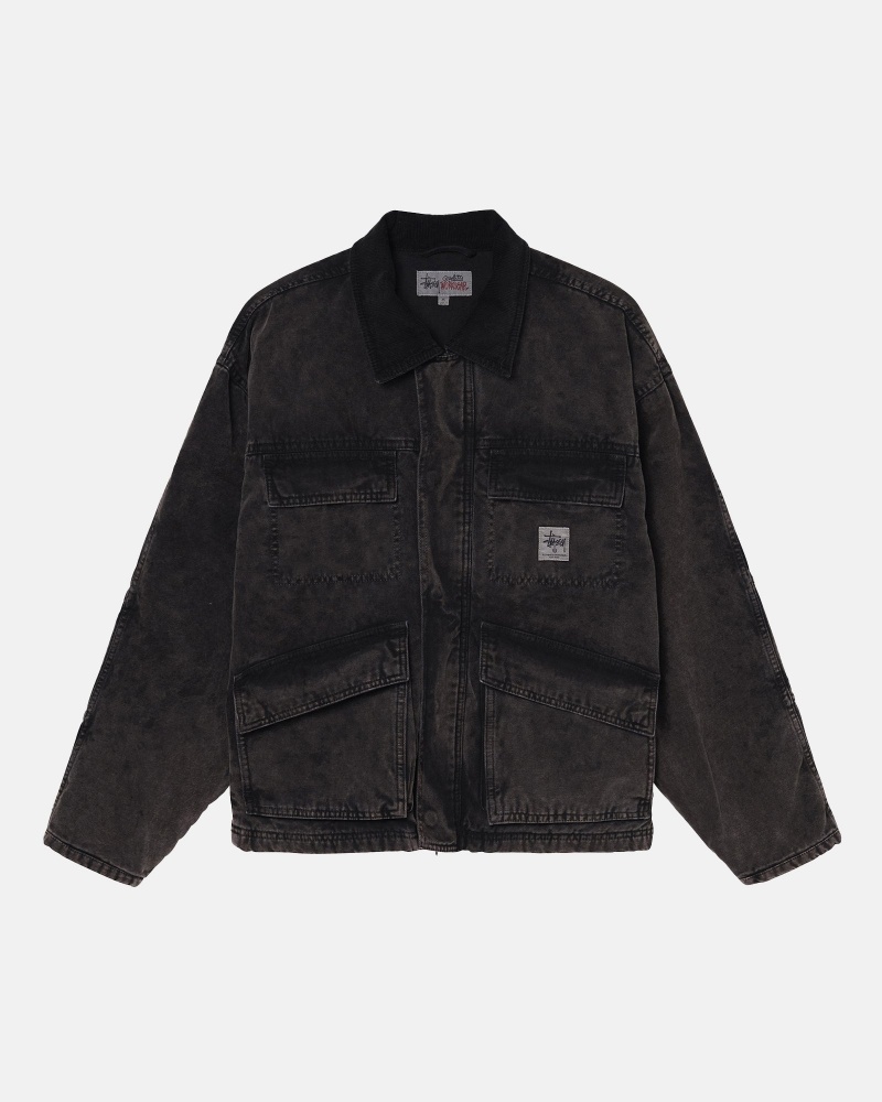 Stussy Shop Washed Canvas Jacken Schwarz | 31469-DVYU