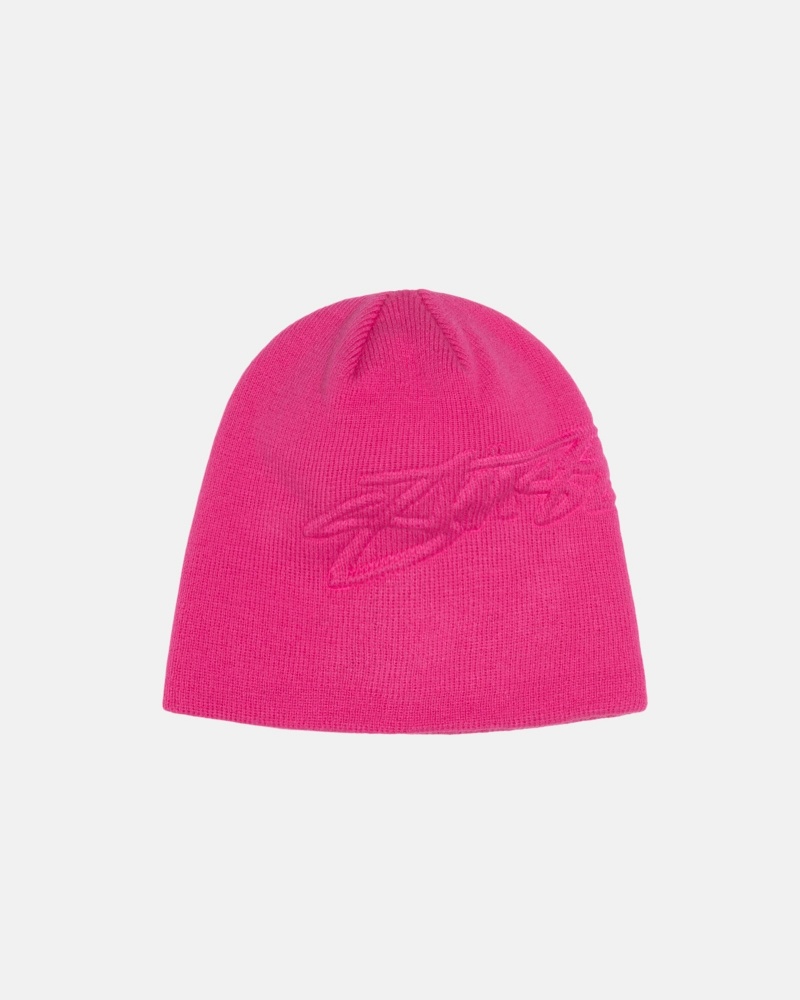 Stussy Skullcap Embossed Smooth Stock Hüte Rosa | 86359-GEZP