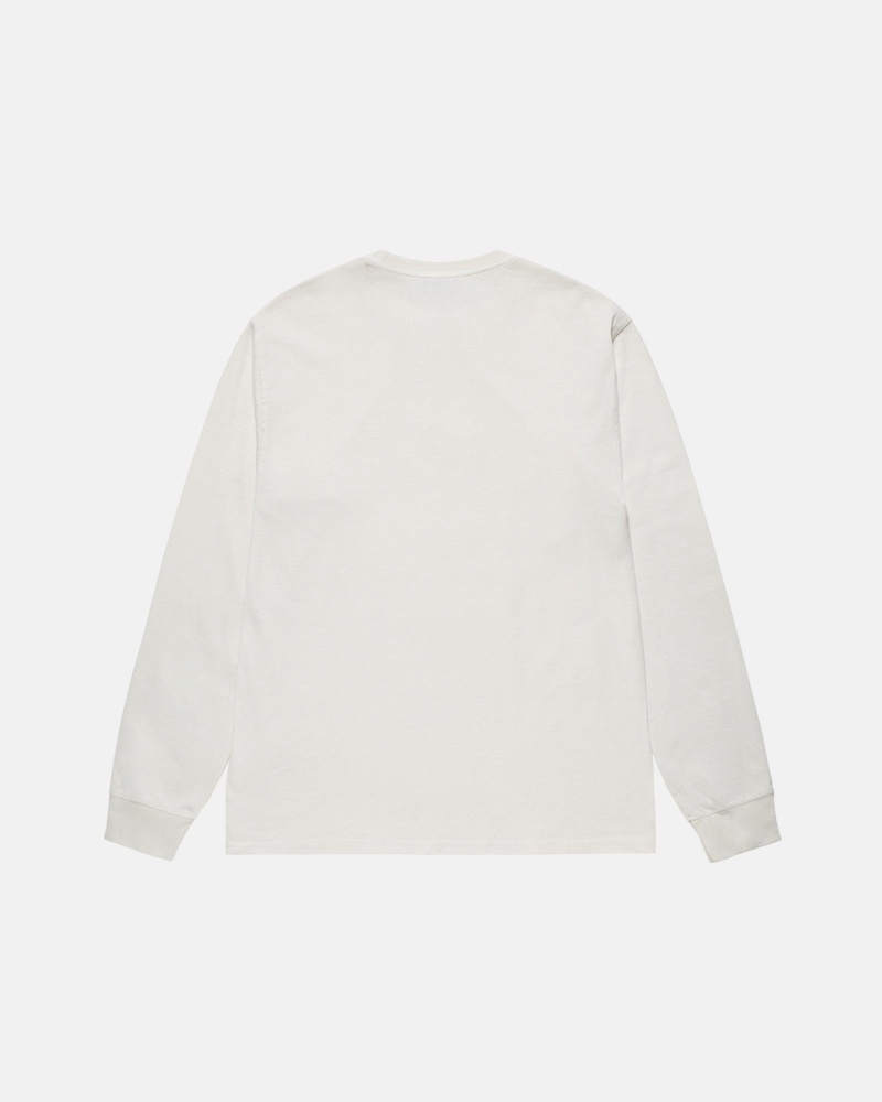 Stussy Small Stock Ls Pigment Dyed T-shirts Beige | 58196-HRDG