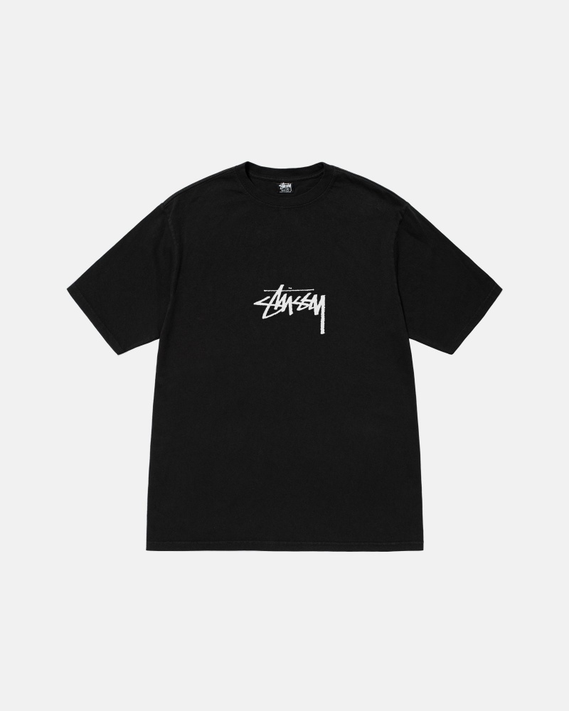 Stussy Small Stock Pigment Dyed T-shirts Schwarz | 93825-GLMY