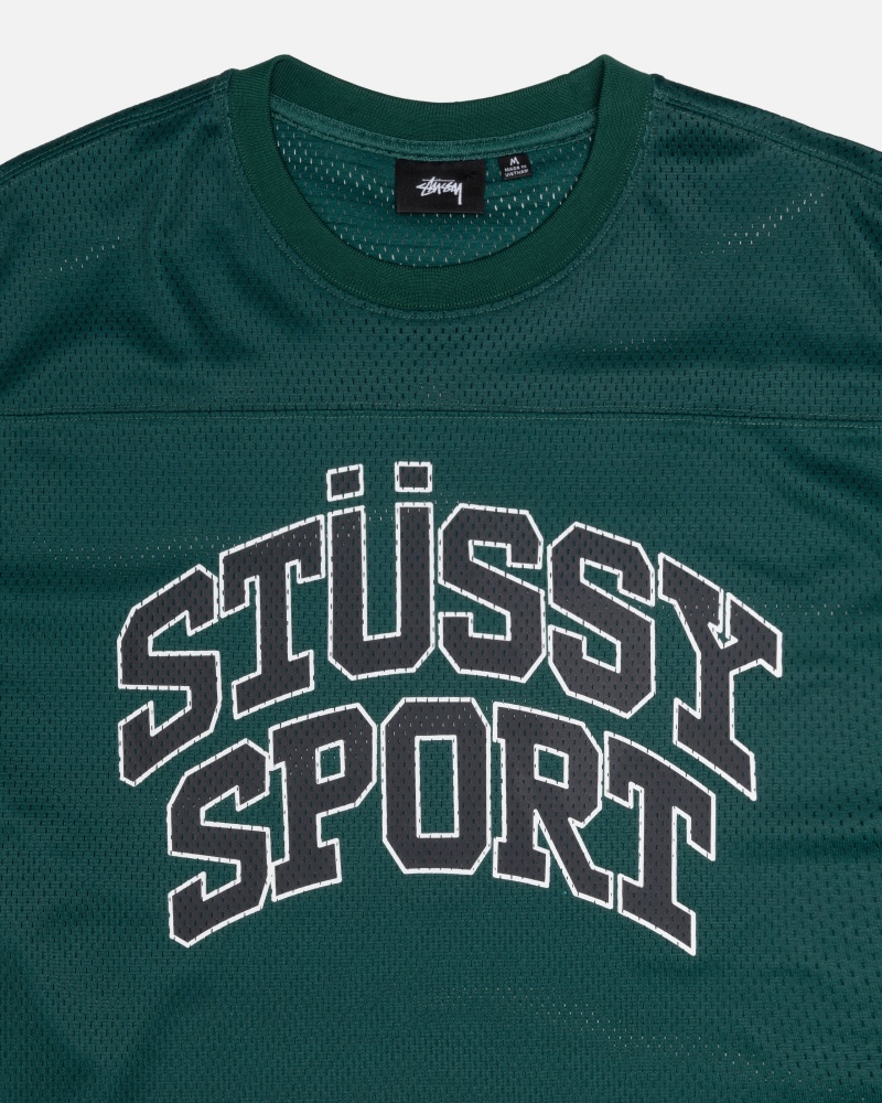 Stussy Sport Mesh Football Trikot Grün | 92705-QTFX