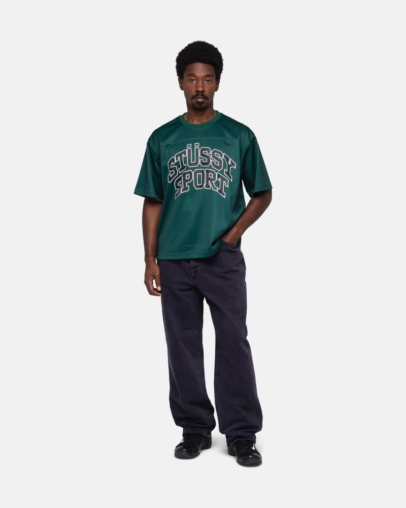 Stussy Sport Mesh Football Trikot Grün | 92705-QTFX