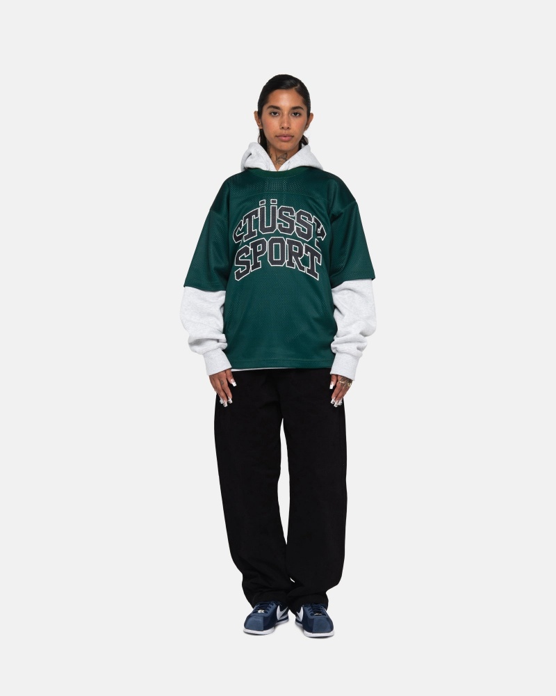 Stussy Sport Mesh Football Trikot Grün | 92705-QTFX