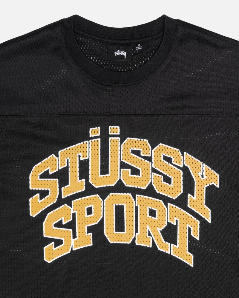 Stussy Sport Mesh Football Trikot Schwarz | 18976-PEGD