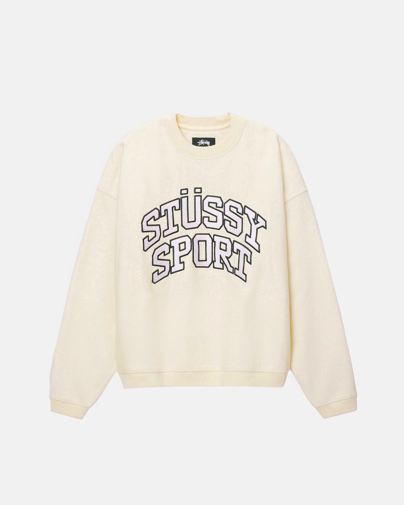 Stussy Sport Relaxed Oversized Crew Sweatshirts Weiß | 81430-VECH