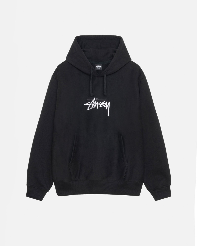 Stussy Stock Logo Applique Hoodie Schwarz | 98317-PHEM