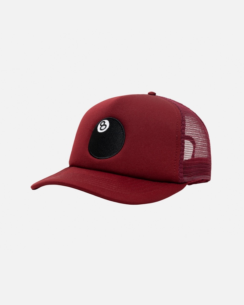 Stussy Trucker 8 Ball Snapback Hüte Rot | 34561-HYPK