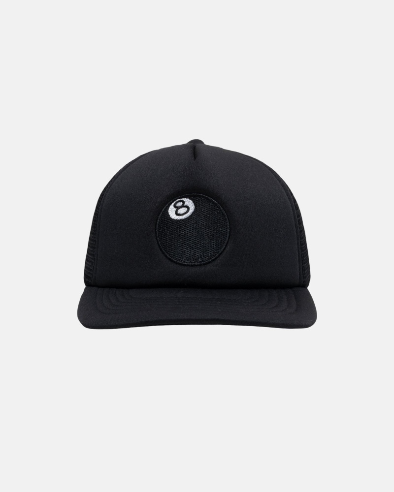 Stussy Trucker 8 Ball Snapback Hüte Schwarz | 74308-AXHQ