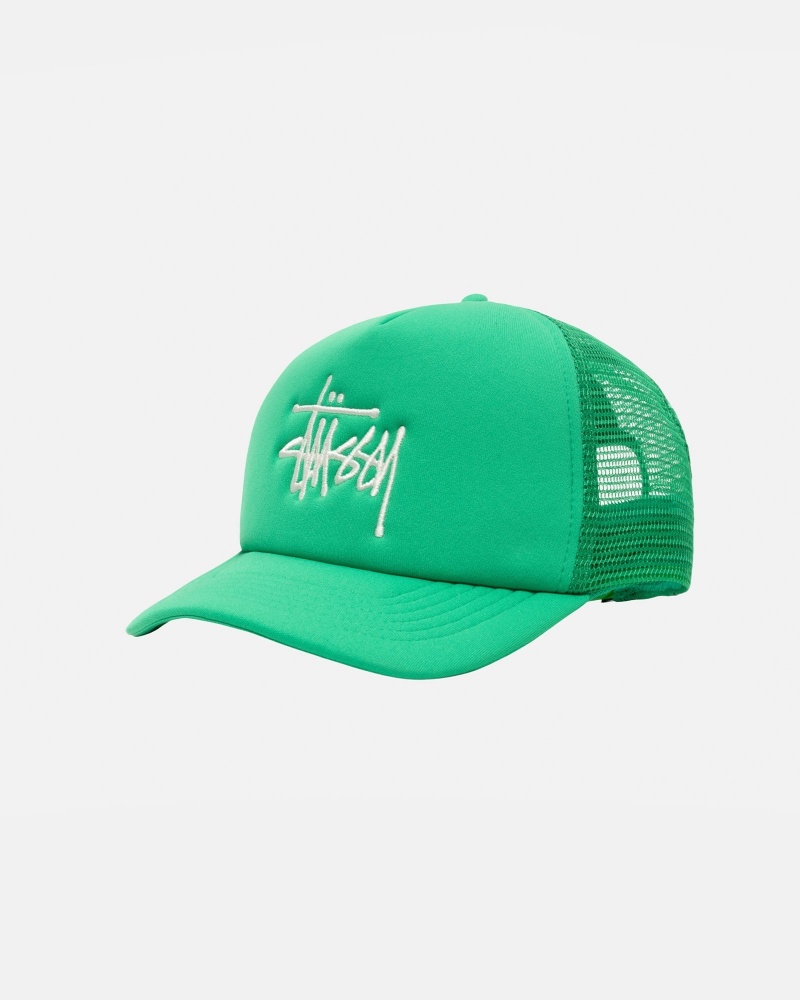 Stussy Trucker Big Basic Snapback Hüte Grün | 71560-JFTG