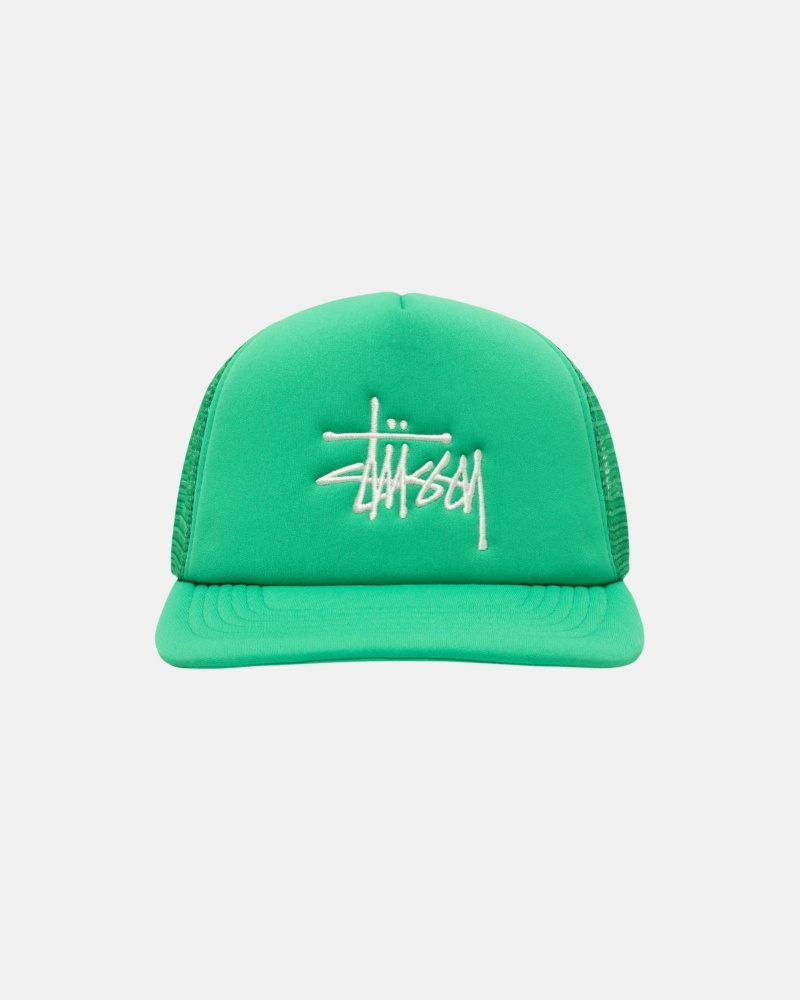 Stussy Trucker Big Basic Snapback Hüte Grün | 71560-JFTG