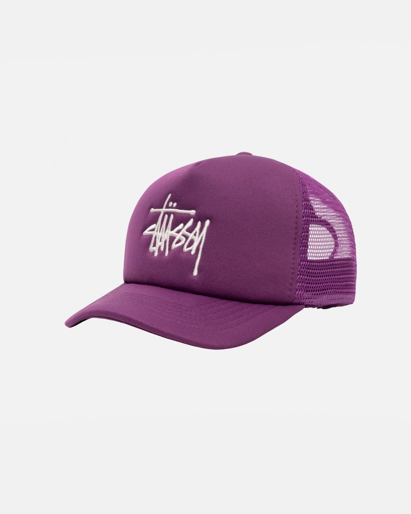 Stussy Trucker Big Basic Snapback Hüte Lila | 47692-WZUG