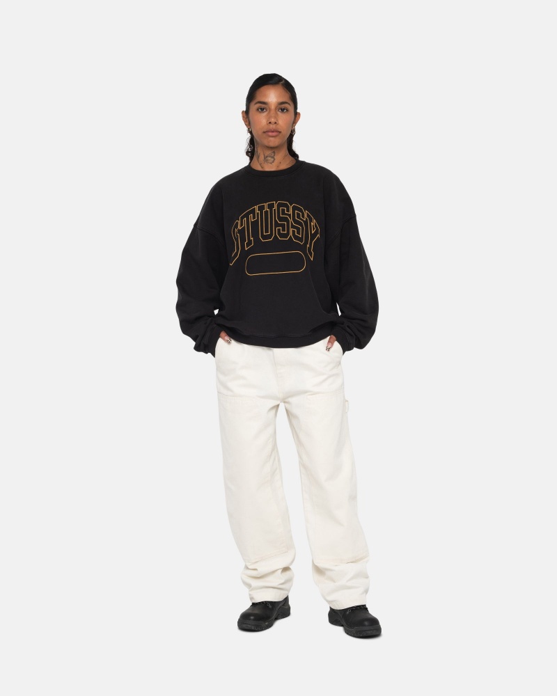 Stussy Varsity Oversized Crew Sweatshirts Schwarz | 24913-JTZI