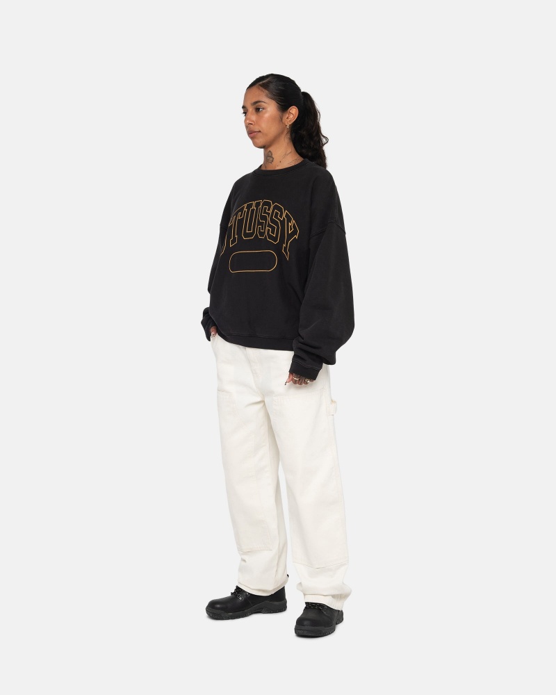 Stussy Varsity Oversized Crew Sweatshirts Schwarz | 24913-JTZI