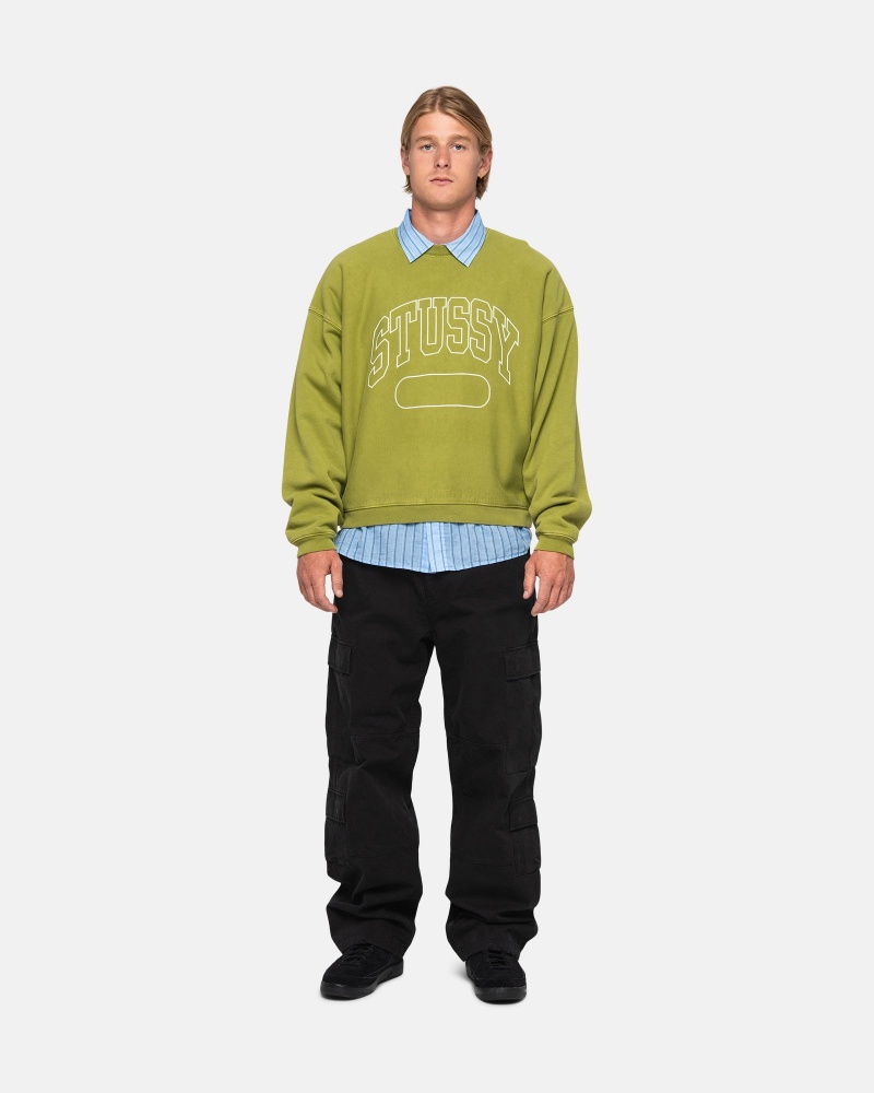 Stussy Varsity Oversized Crew Sweatshirts Grün | 20419-EYQS