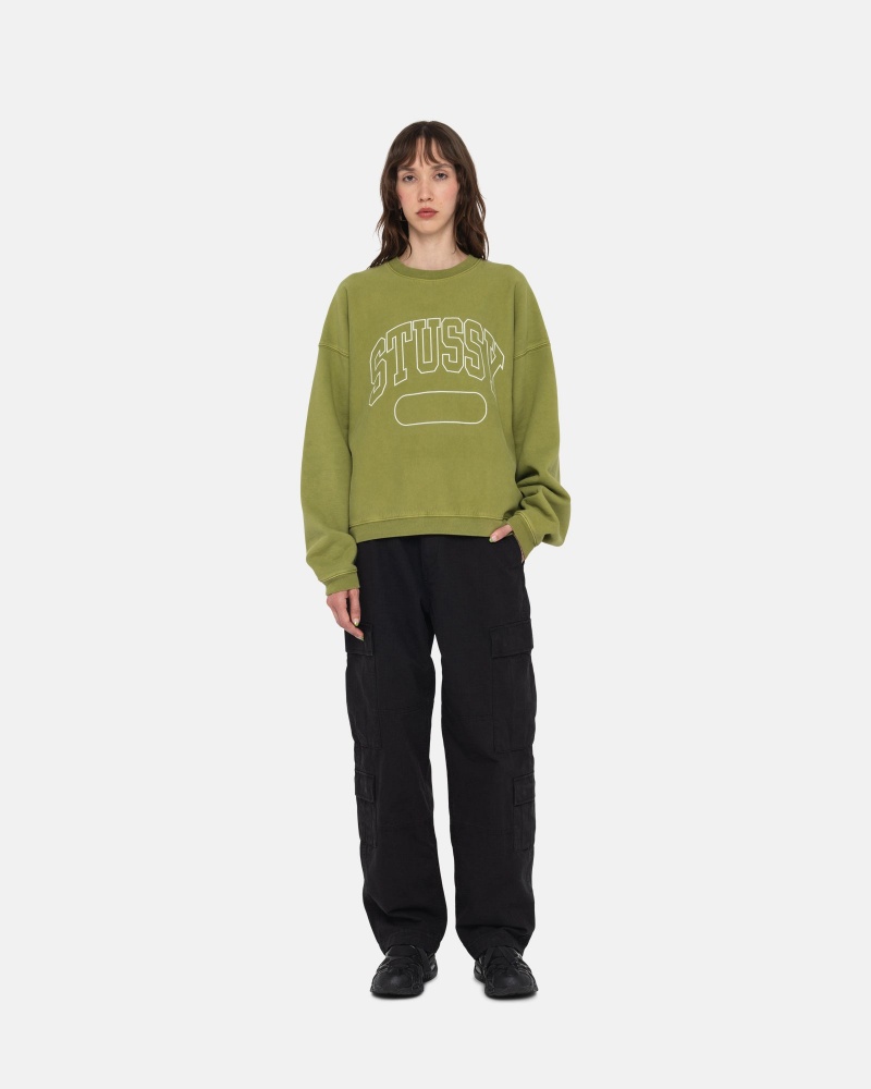 Stussy Varsity Oversized Crew Sweatshirts Grün | 20419-EYQS