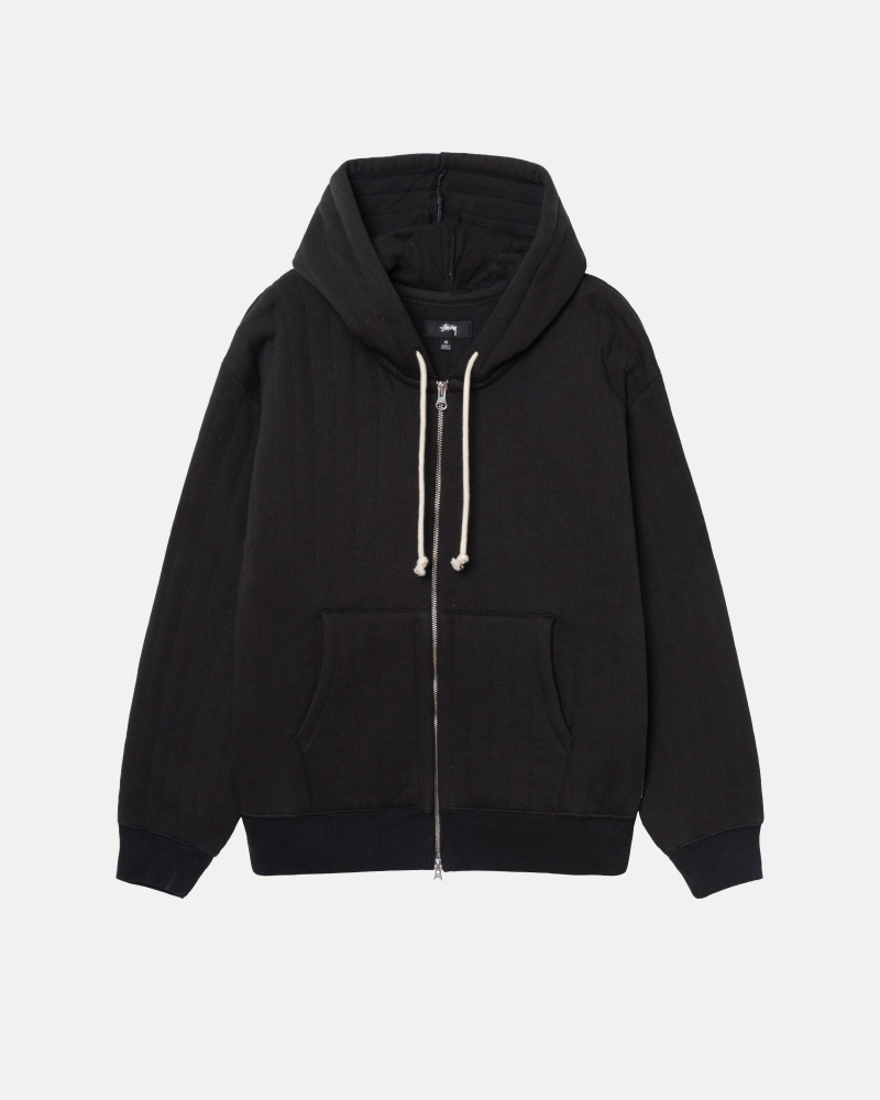 Stussy Vertical Gesteppt Zip Hoodie Schwarz | 69150-ZPFS