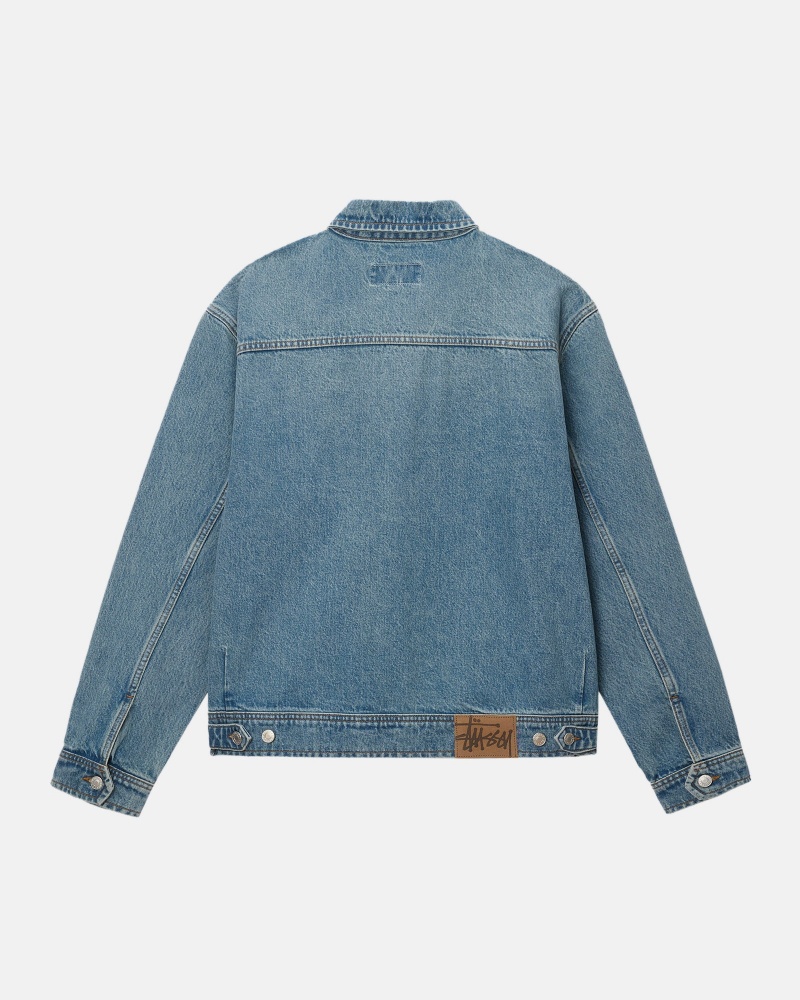 Stussy Zip Arbeits Denim Jacken Blau | 54810-MJGZ