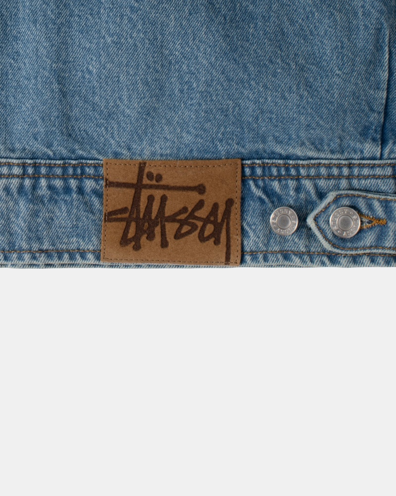 Stussy Zip Arbeits Denim Jacken Blau | 54810-MJGZ