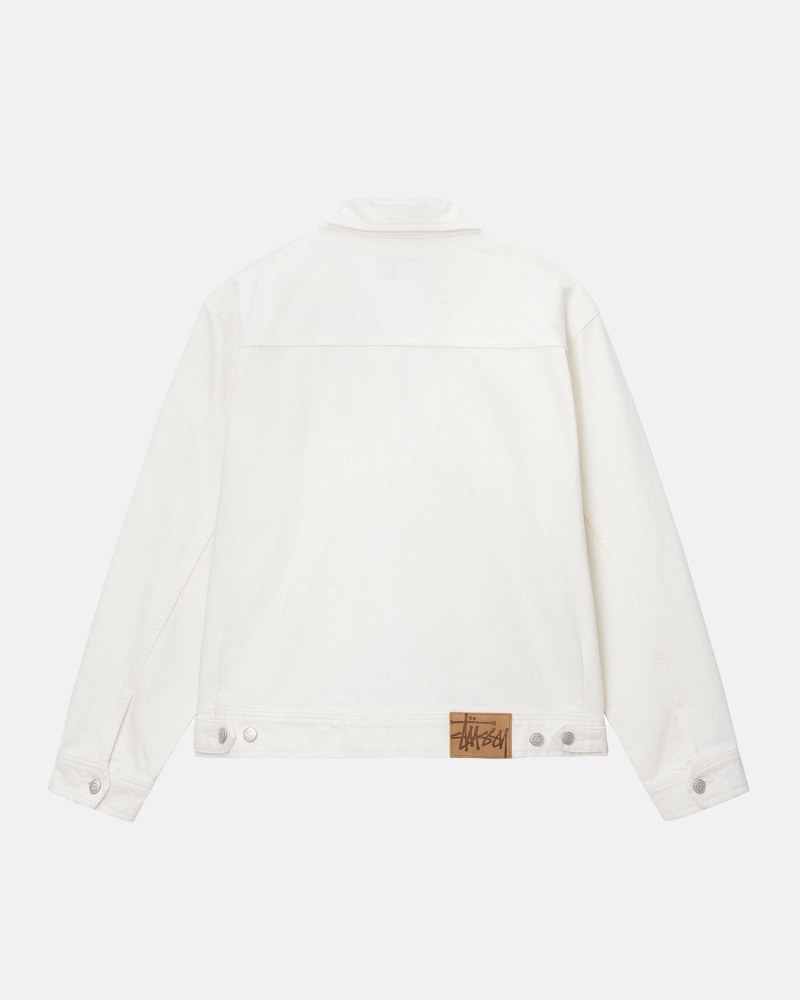 Stussy Zip Arbeits Overdyed Jacken Weiß | 35192-YCJW