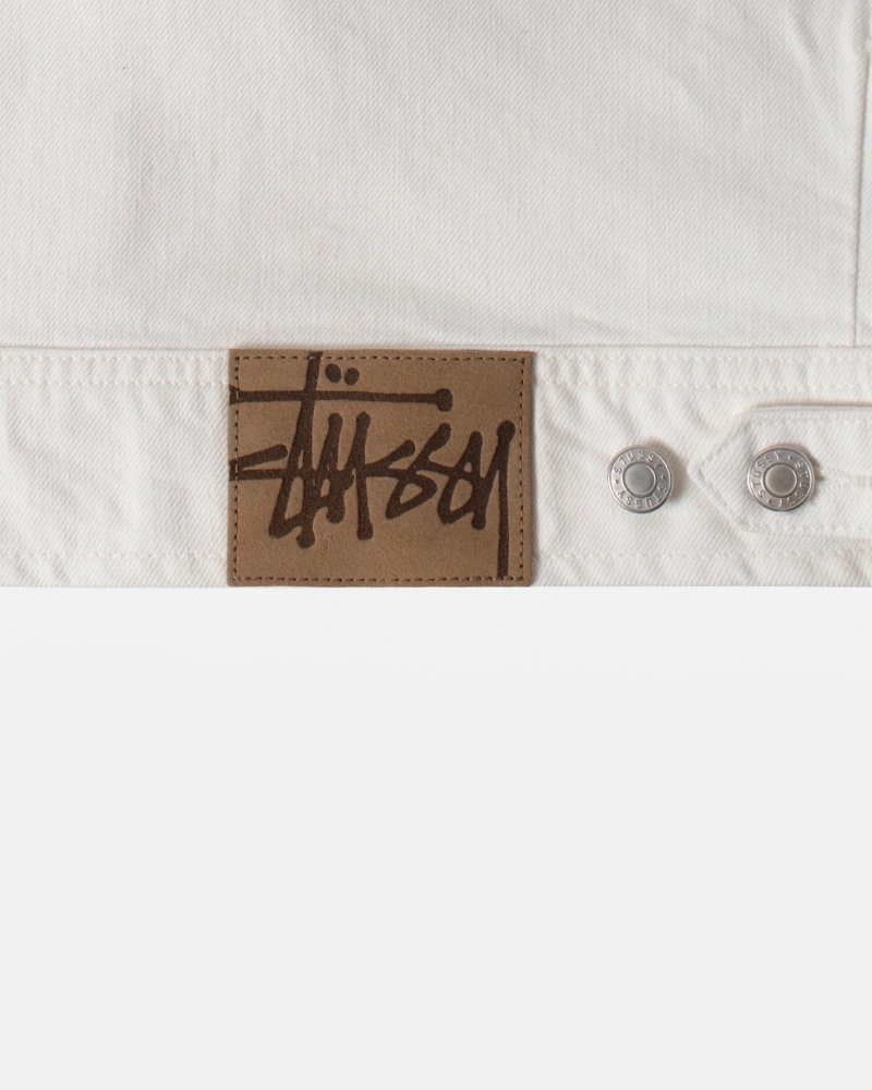 Stussy Zip Arbeits Overdyed Jacken Weiß | 35192-YCJW